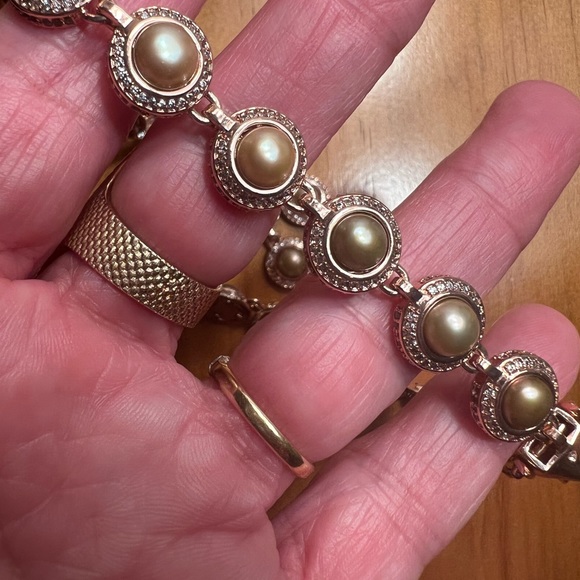 Eddie Borgo Estate Rose Gold Cultured Pearl Pyramid Spike Brass Necklace J Crew - Picture 10 of 15